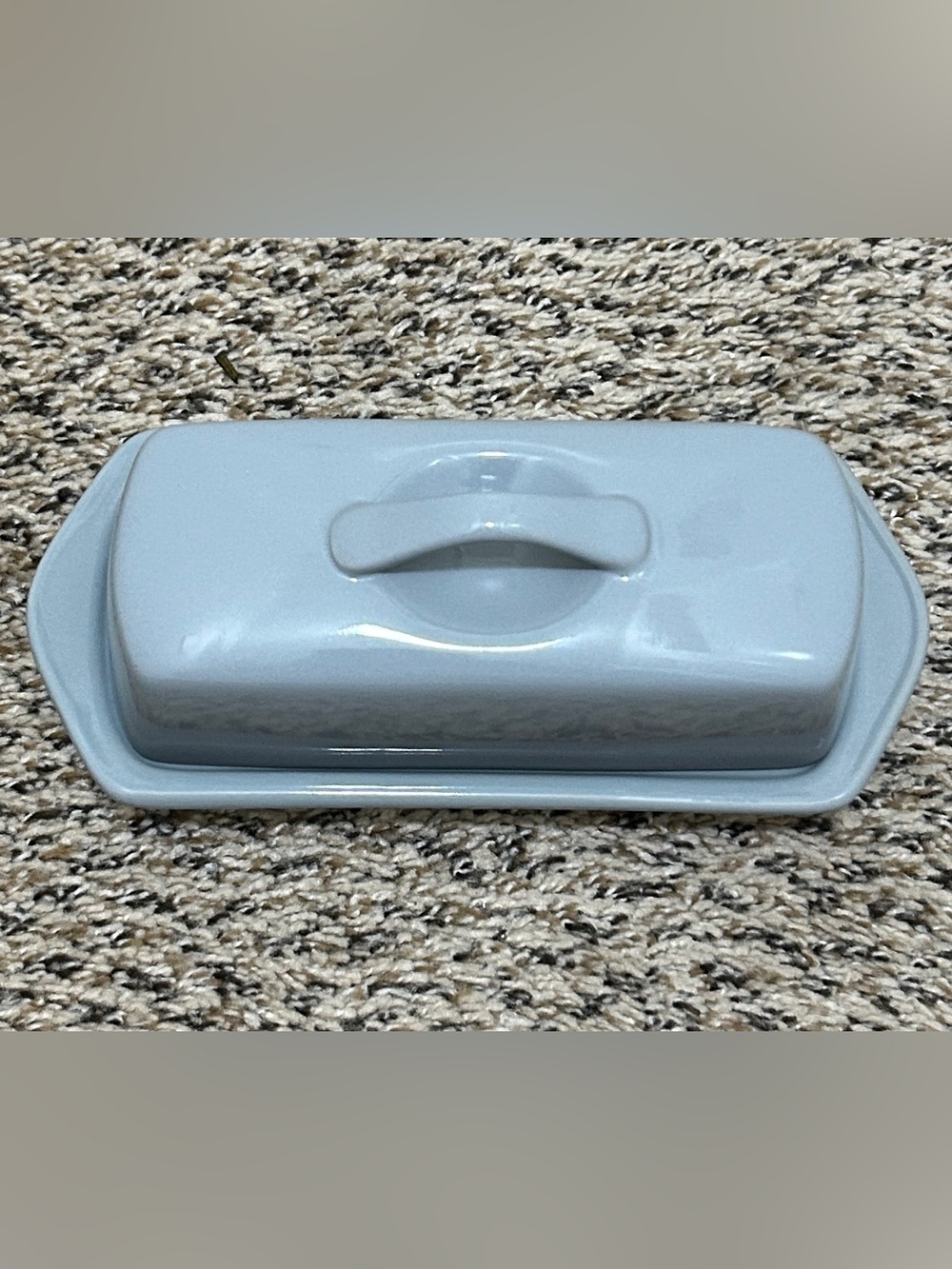 Chantal Covered Butter Dish Glazed Ceramic Stoneware Lid with Handle Slate Blue